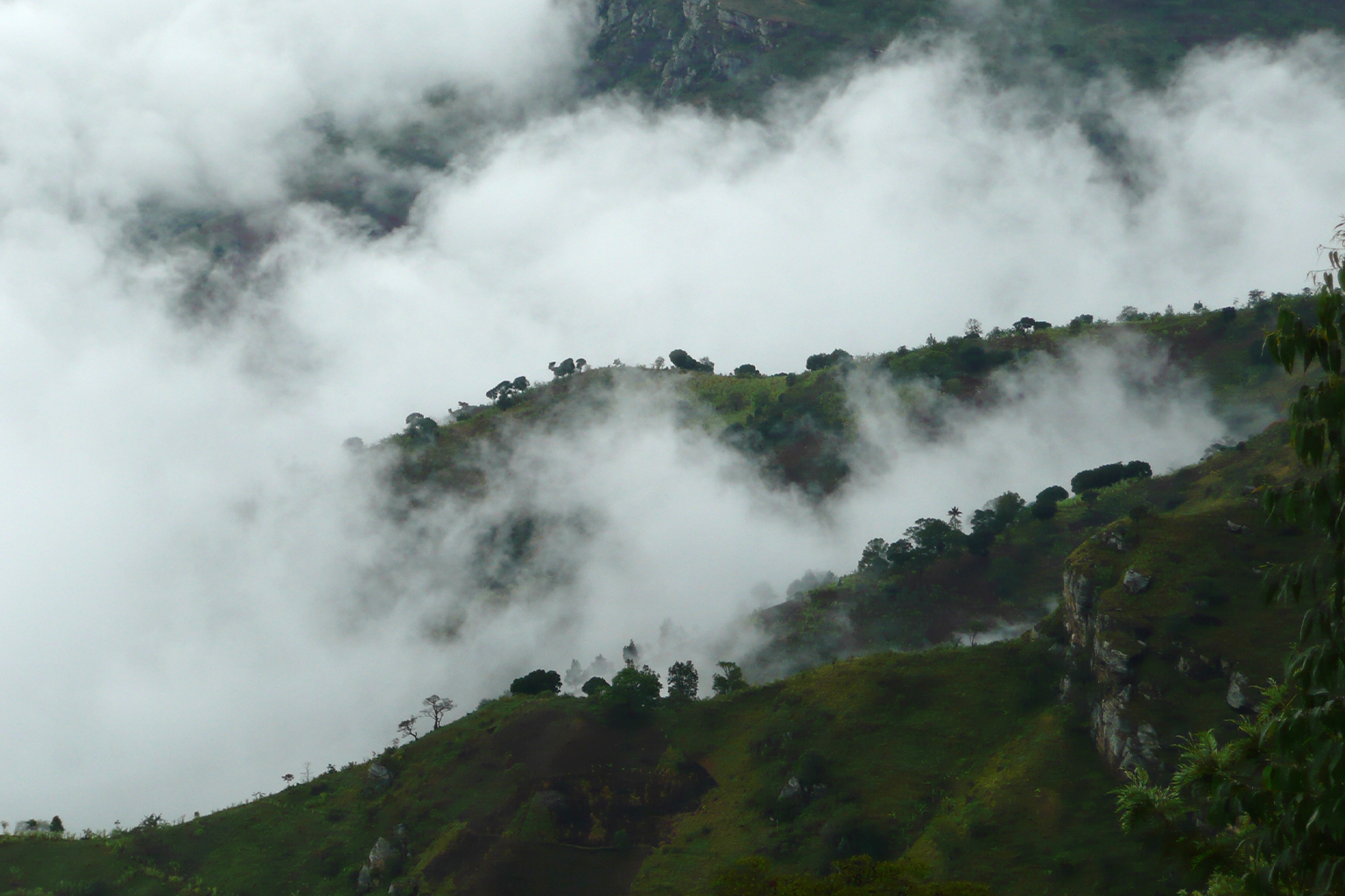 Clouds rise through degraded Usambara's mountain forests.