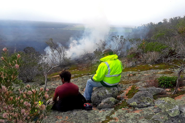 Elder Donny Abdullah in yellow hi-vis and ranger Kenny Spratt