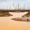 A muddied river.