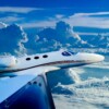 An airplane in flight.