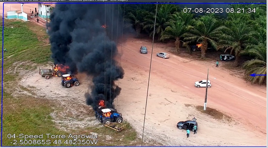 Tractors on fire.