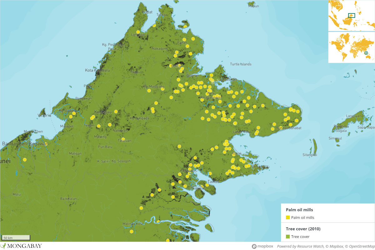 Map: Sabah state, Malaysia.